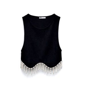 New Zara black crop top with rhinestones 💎